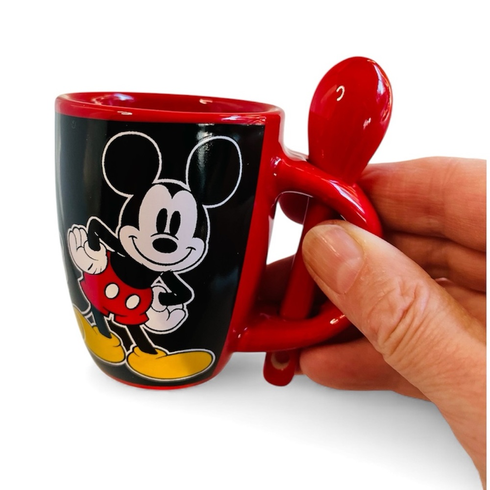 Disney Mickey Mouse Red and Black Espresso Cup with Spoon